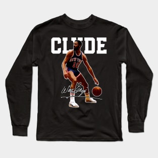 Walt Frazier The Clyde Basketball Legend Signature Vintage Retro 80s 90s Bootleg Rap Style Long Sleeve T-Shirt